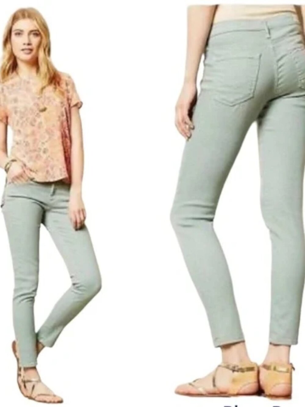 AG Adriano Goldschmied The Stevie Ankle Jeans Sage Green Slim Straight denim